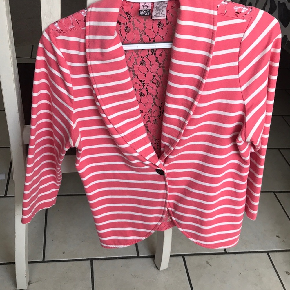 Coral and white blazer